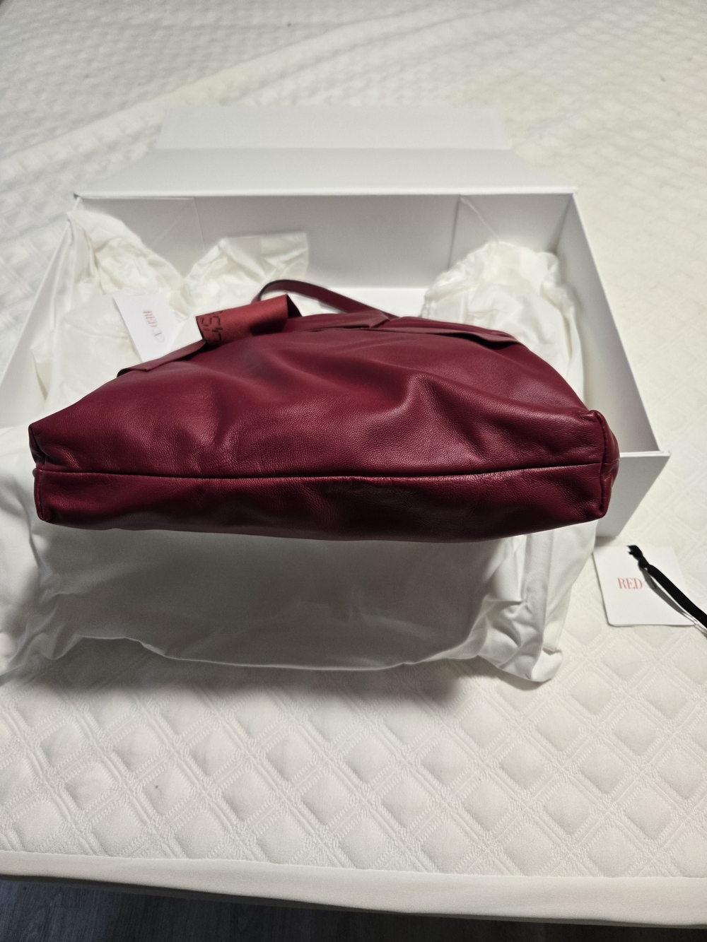 Valentino Bow-Accent Burgundy Leather Tote - Picture 5 of 5